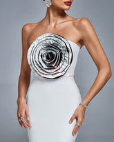 Huge Flower Detail Bandage Backless Dress
